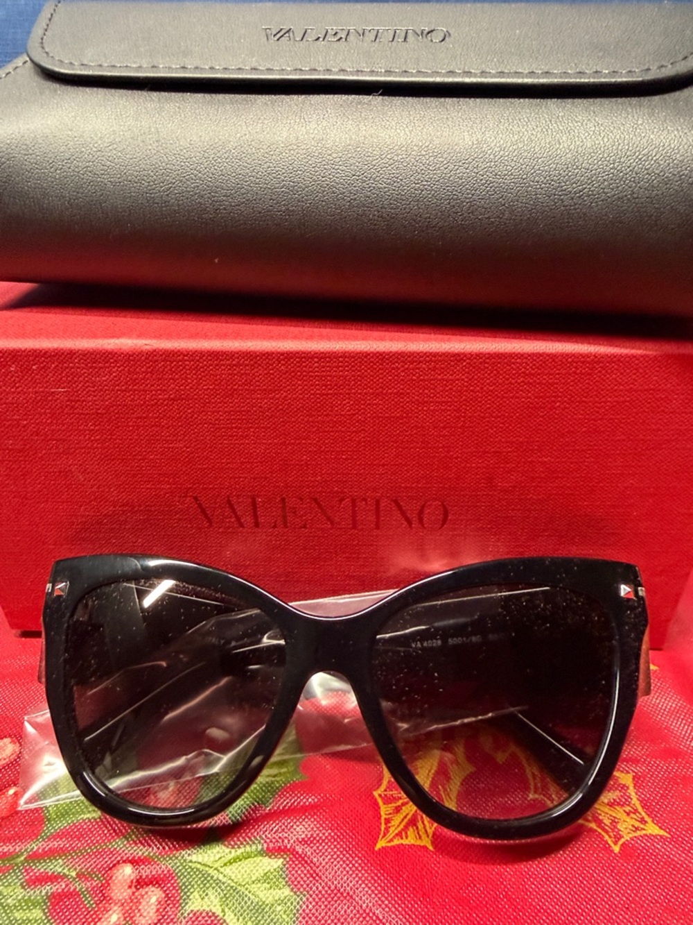 Valentino Black Cat-Eye Women's Sunglasses